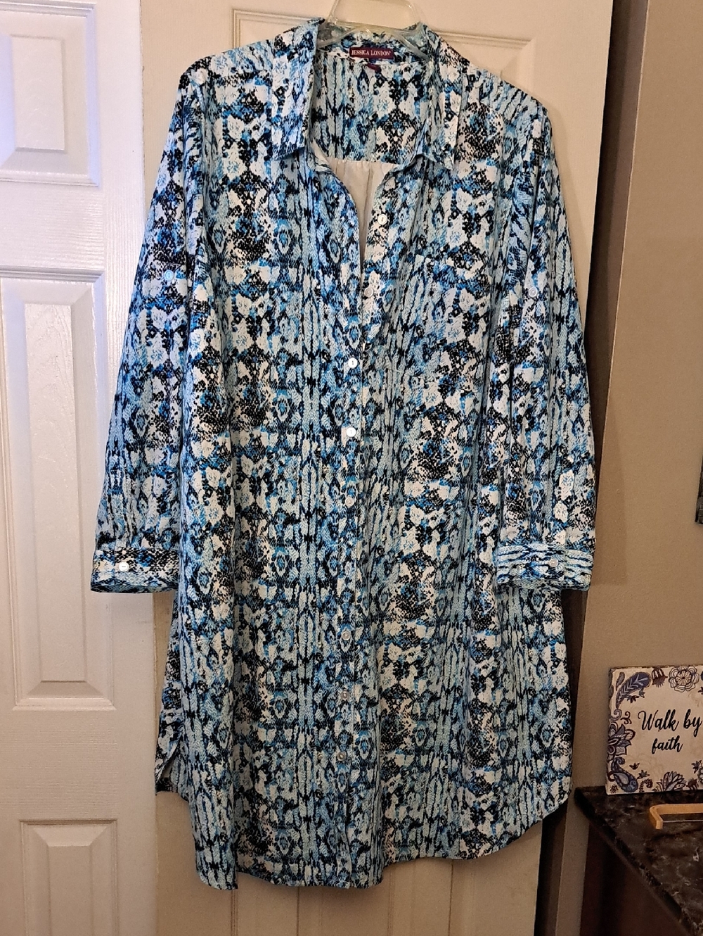 Jessica London Blue and Black Snake Print Blouse